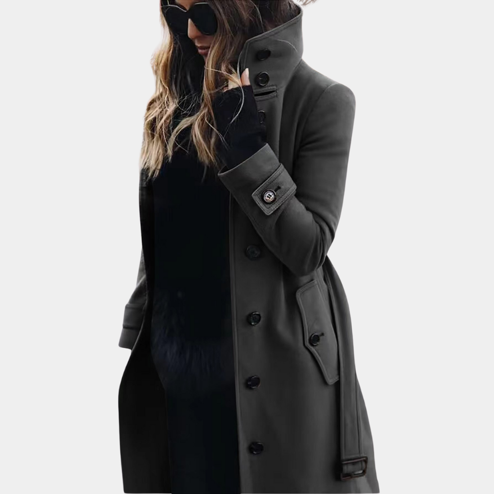 Long high collar coat for women | Tiphaine -2