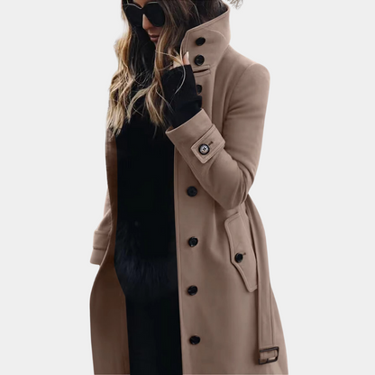 Long high collar coat for women | Tiphaine -1