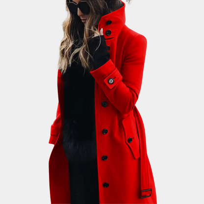 Long high collar coat for women | Tiphaine -3