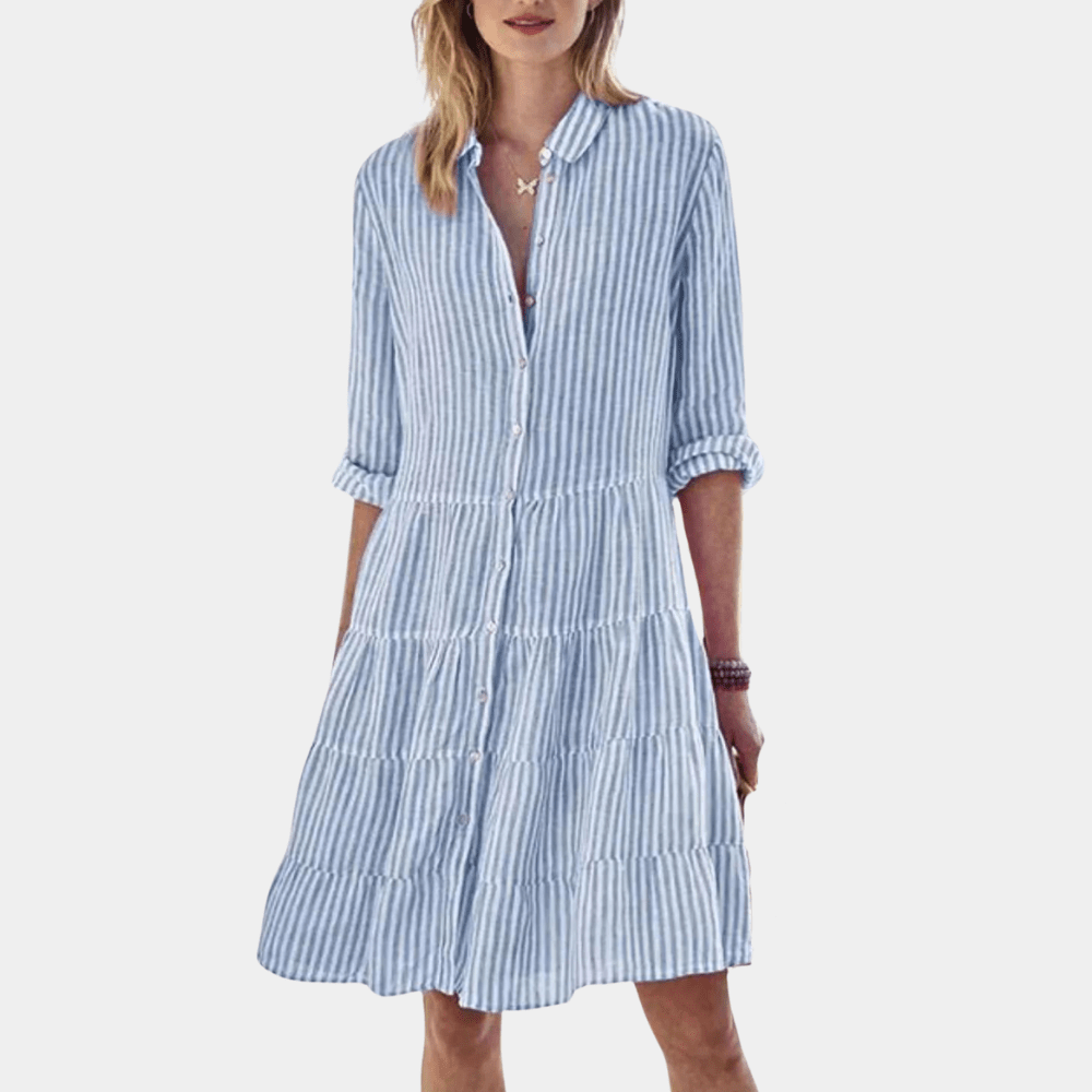 Dress stripes ruffles lightweight breathable shirt for women | Lisa -2