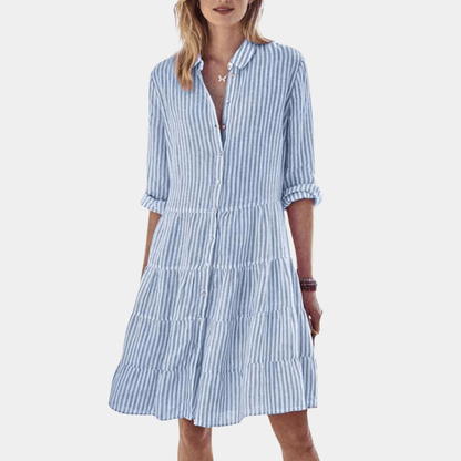 Dress stripes ruffles lightweight breathable shirt for women | Lisa -2