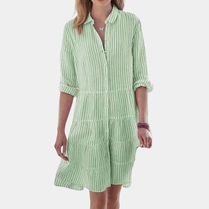 Dress stripes ruffles lightweight breathable shirt for women | Lisa -1