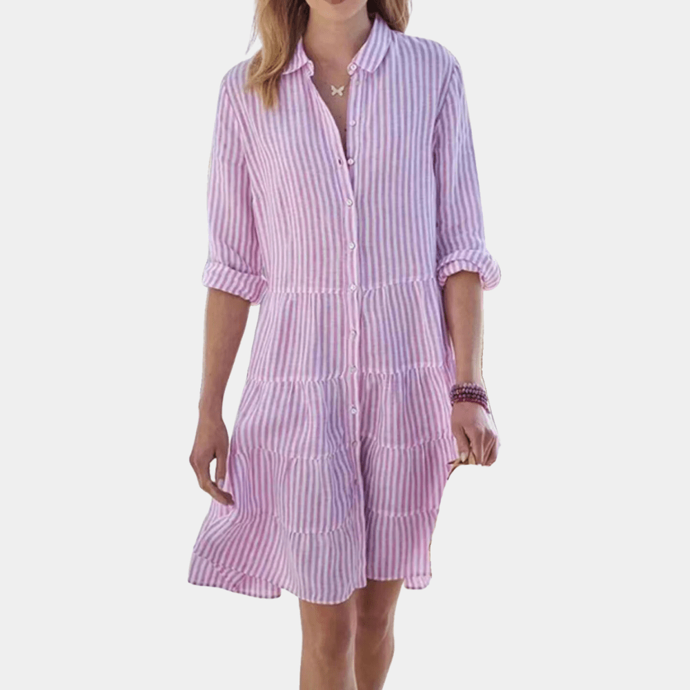 Dress stripes ruffles lightweight breathable shirt for women | Lisa -3