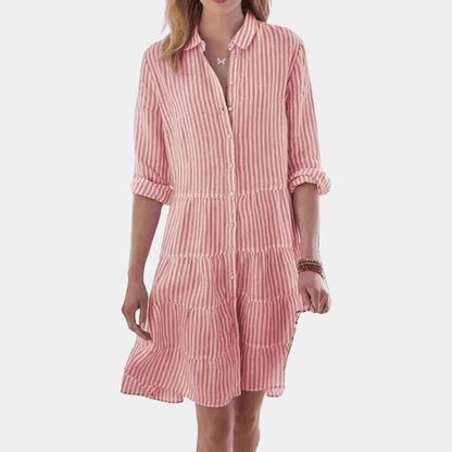 Dress stripes ruffles lightweight breathable shirt for women | Lisa -4