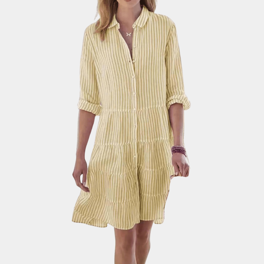 Dress stripes ruffles lightweight breathable shirt for women | Lisa -5