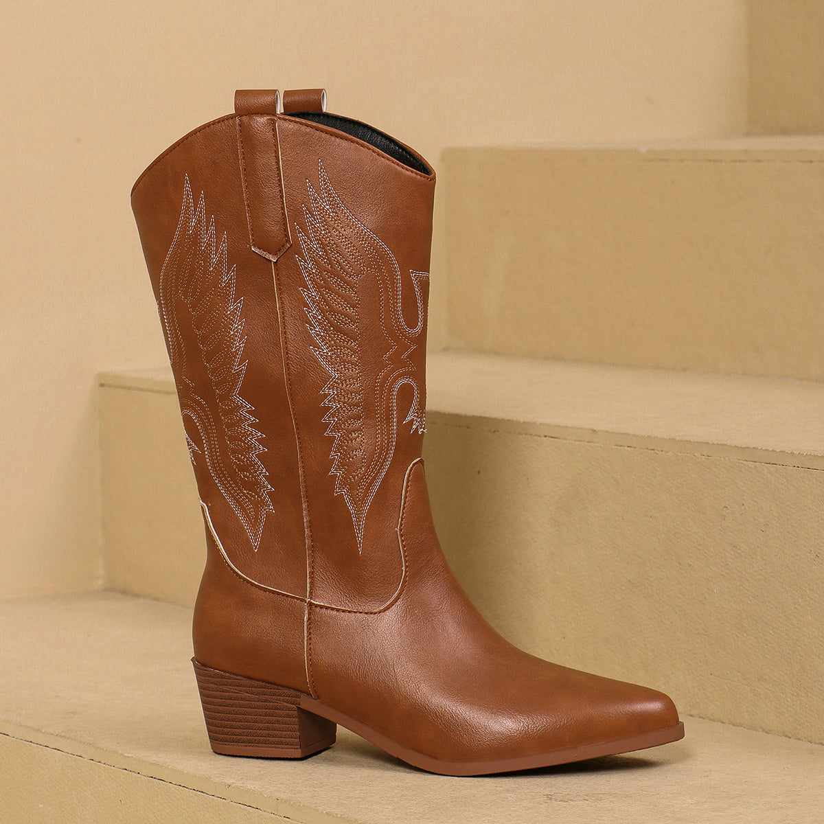 Cowboy heeled square inspiration western boots for women | Fiona -2