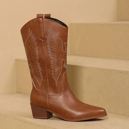 Cowboy heeled square inspiration western boots for women | Fiona -2