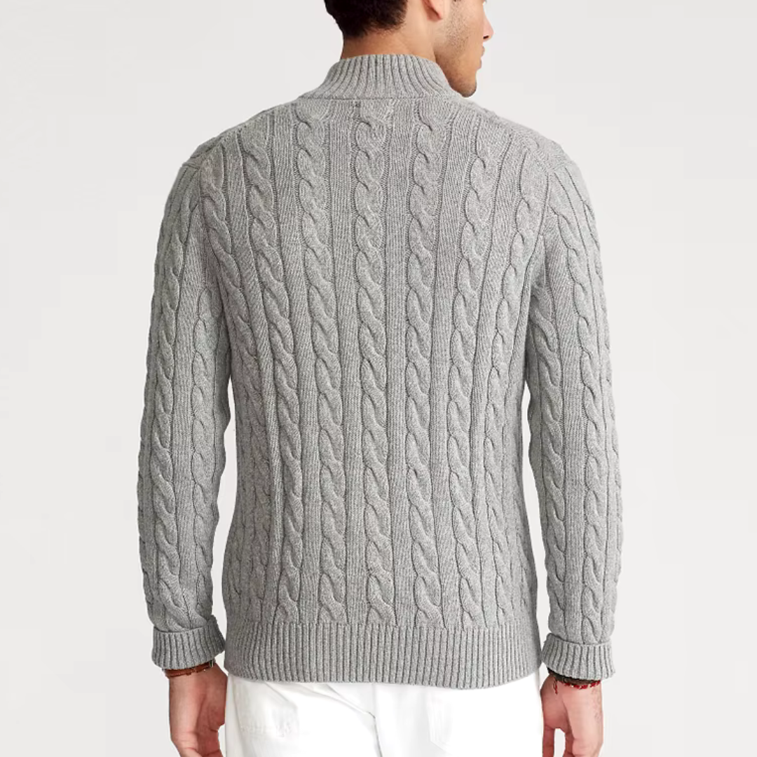 Knit cable-knit quart zip sweater for men | Henri -7