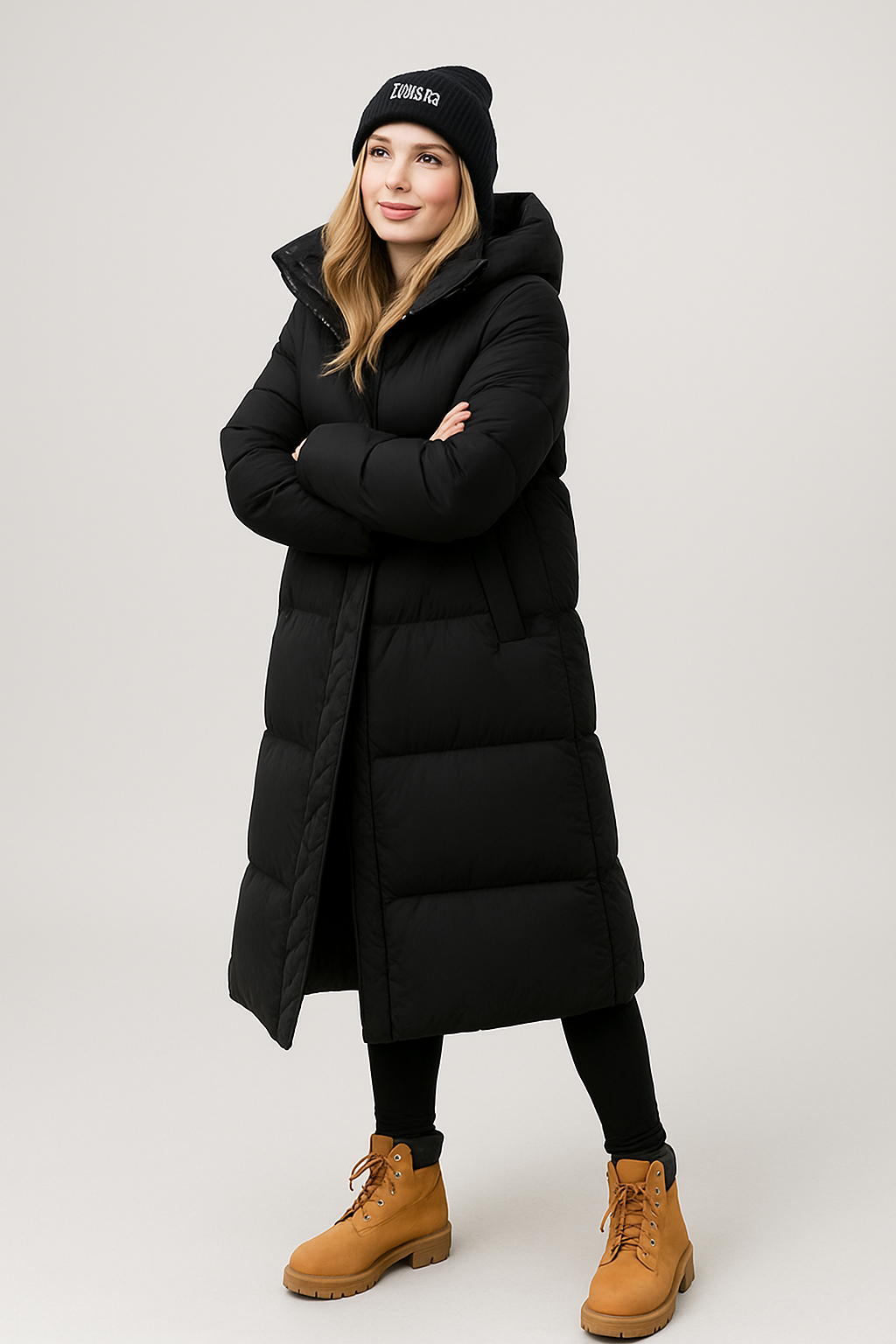 Quilted long hooded jacket for women | Isaline -5