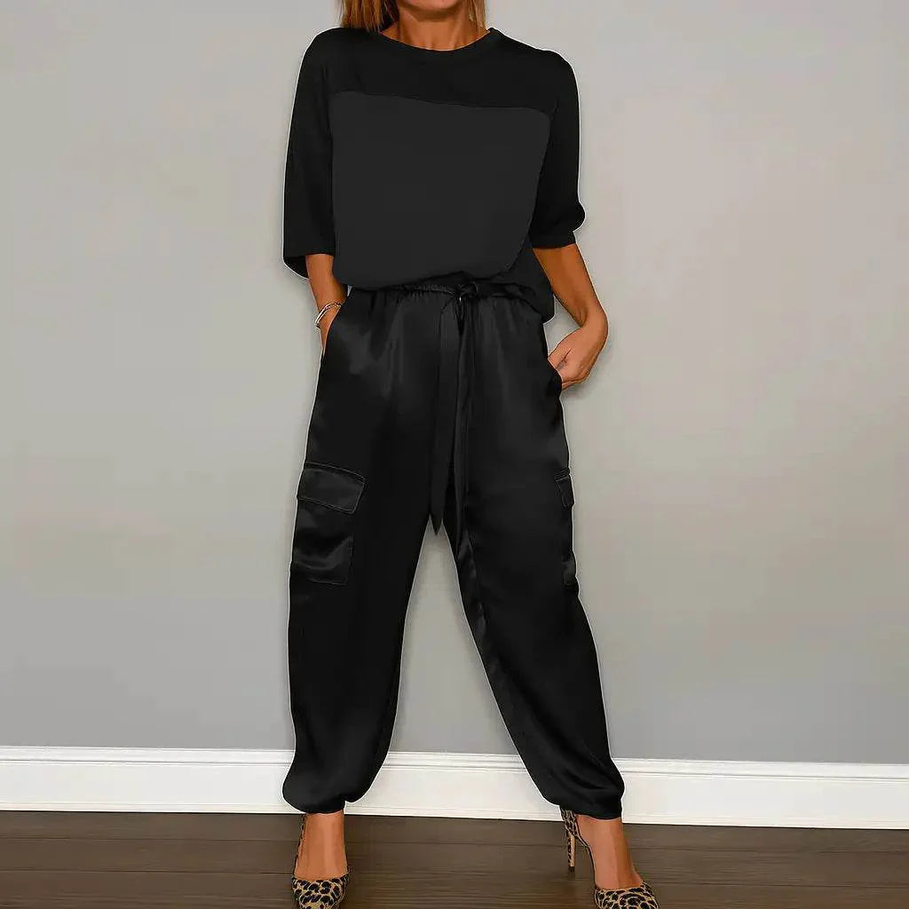 Two piece satin outfit coordinated set for women | Honorine -3