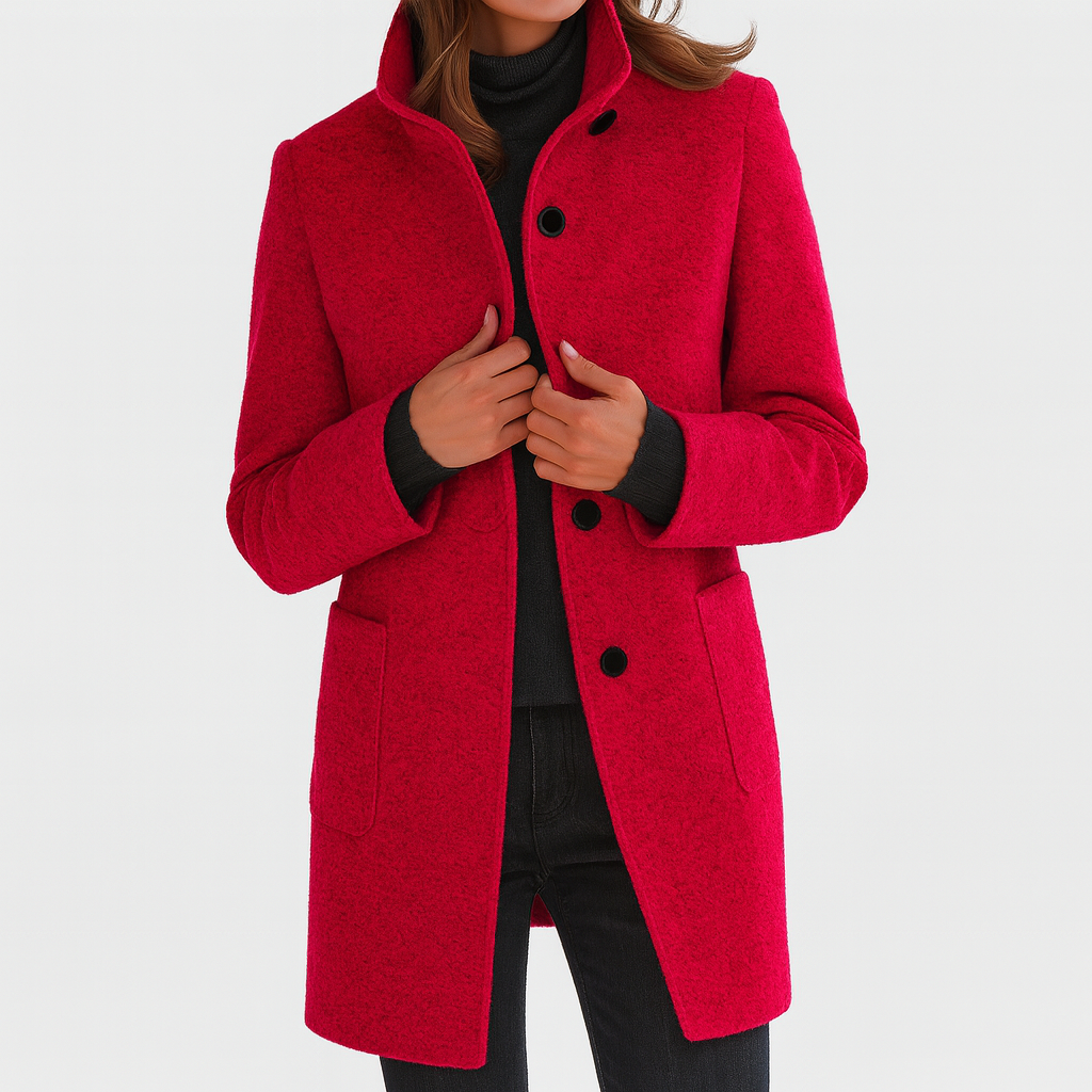 Long elegant button-up coat for women | Lucy -7