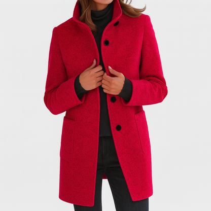 Long elegant button-up coat for women | Lucy -7
