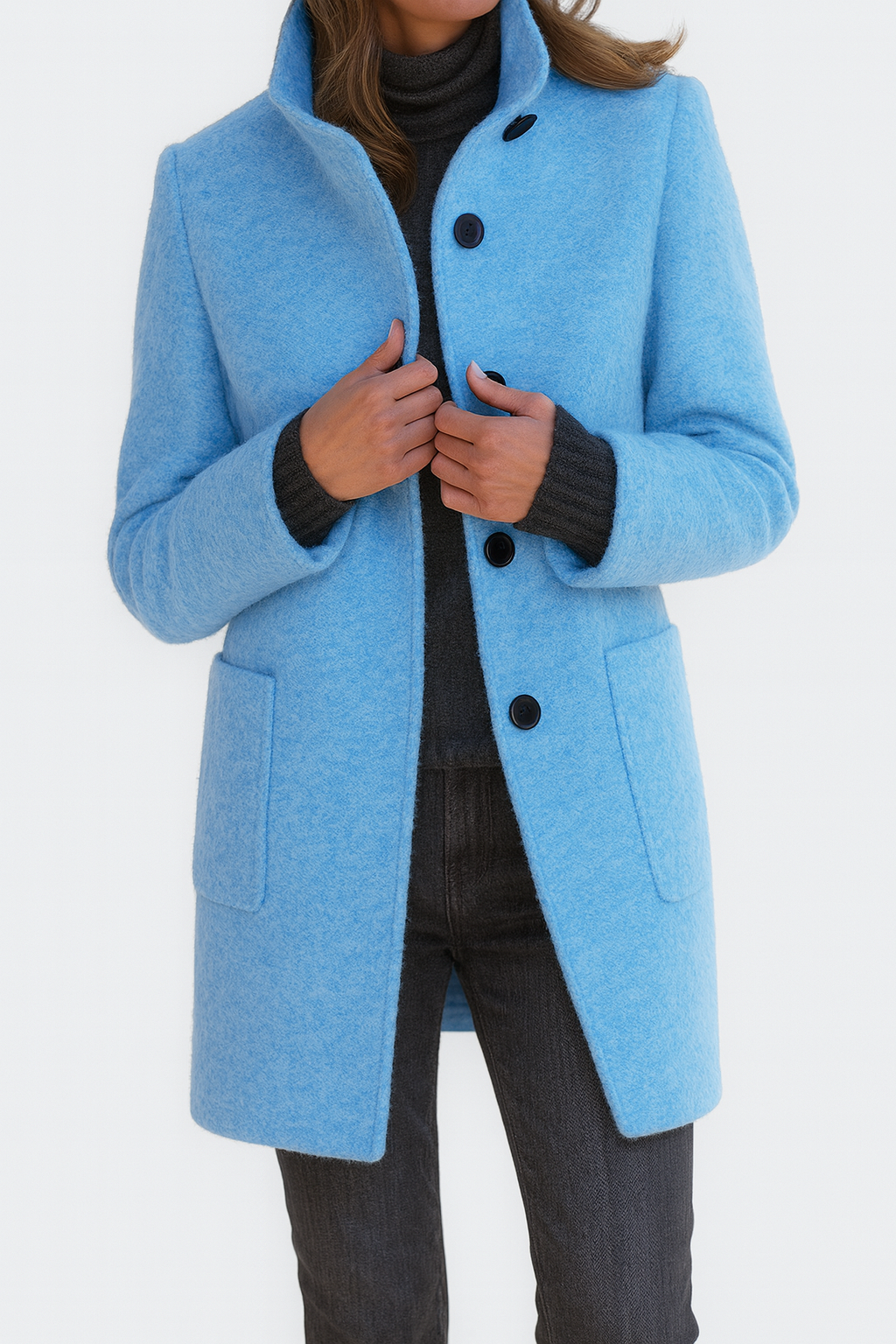 Long elegant button-up coat for women | Lucy -11