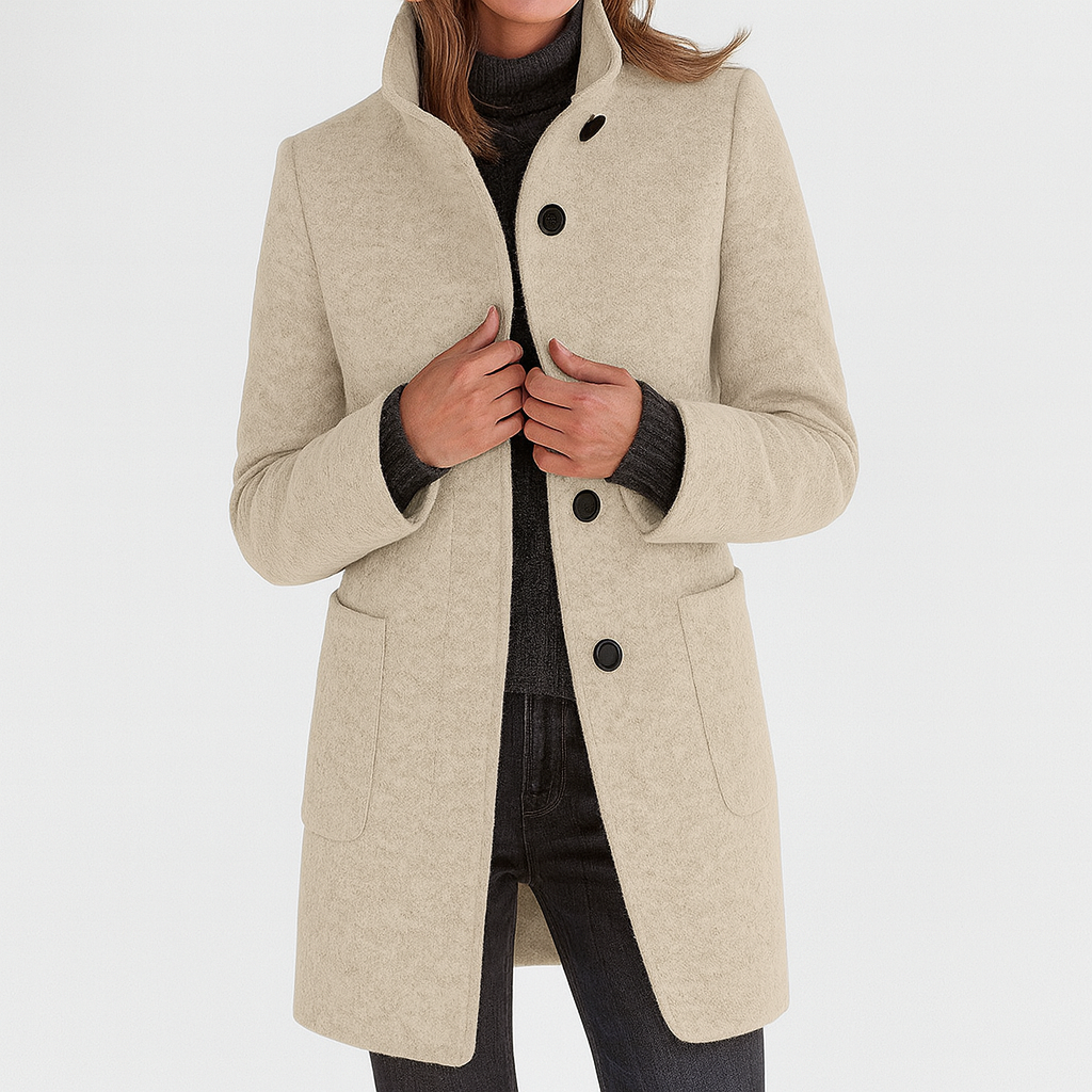 Elegant collar top coat for women | Elora -2