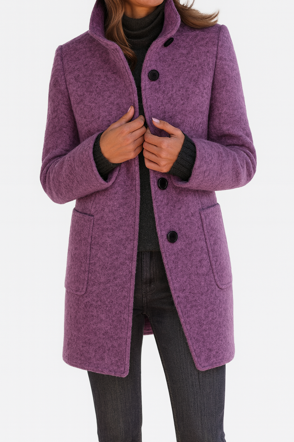 Long elegant button-up coat for women | Lucy -6