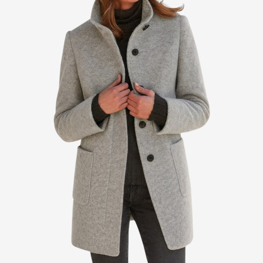 Long elegant button-up coat for women | Estrelia -1