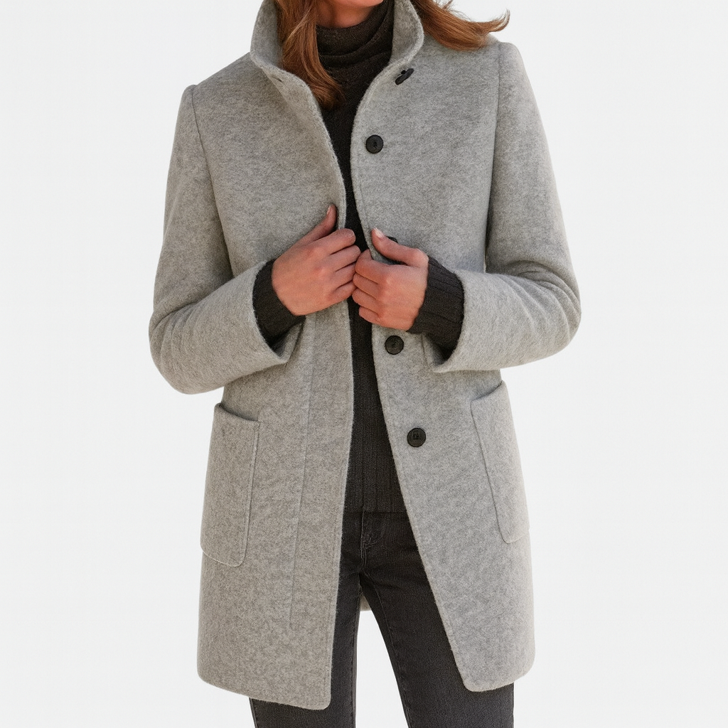 Long elegant button-up coat for women | Lucy -4