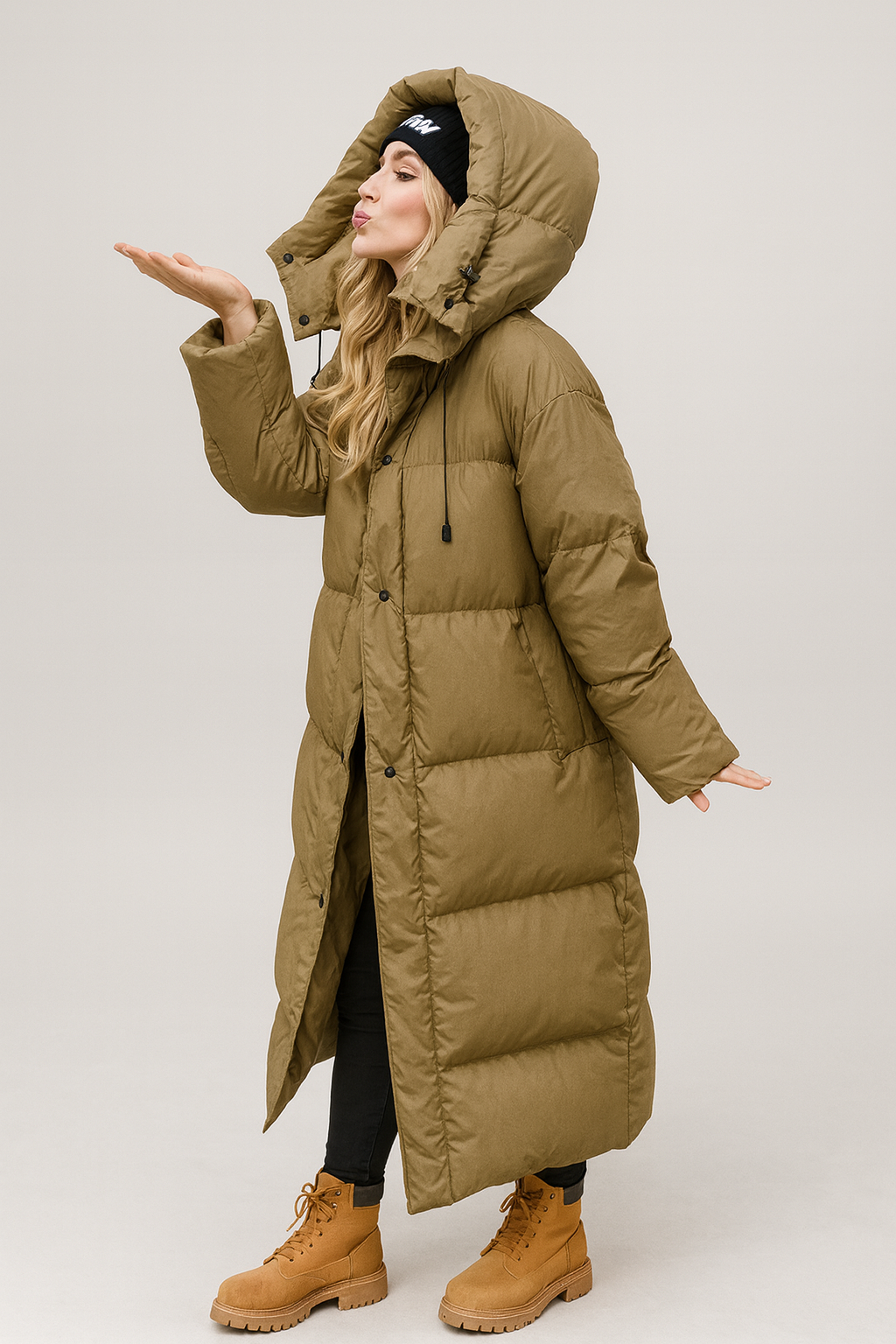 Quilted long hooded jacket for women | Isaline -4