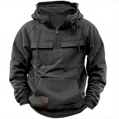 Utility quarter-zip cargo pockets hoodie for men | Ardent -4