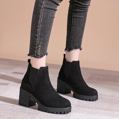 Ankle short sexy heeled square boots for women | Jocelyn -2