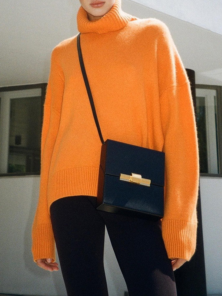 Oversized high collar sweater for women | Sabine -6