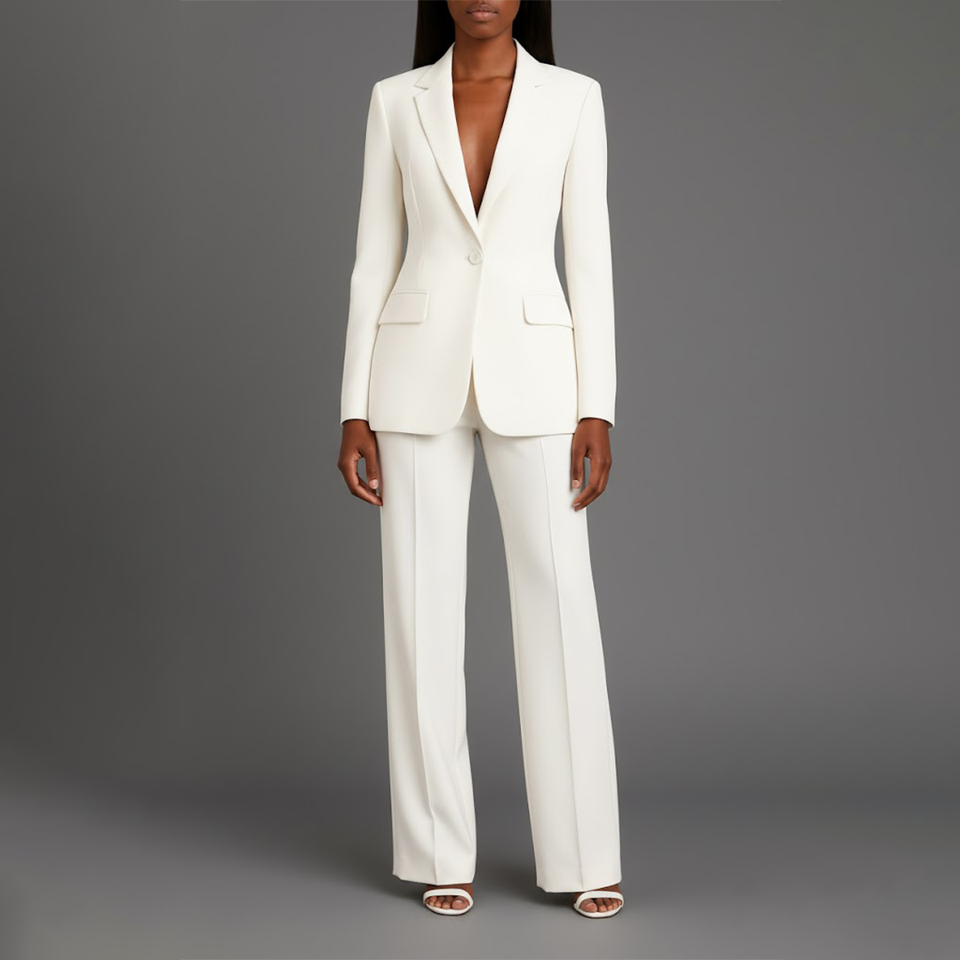 Tailored long slim pants set blazer for women | Adeline -1