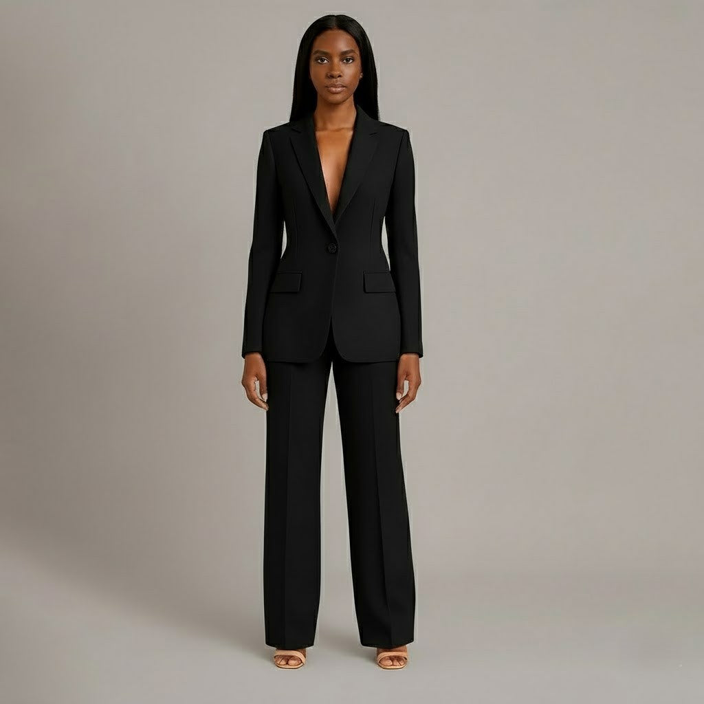 Tailored long slim pants set blazer for women | Adeline -4