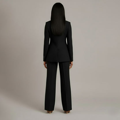 Tailored long slim pants set blazer for women | Adeline -6