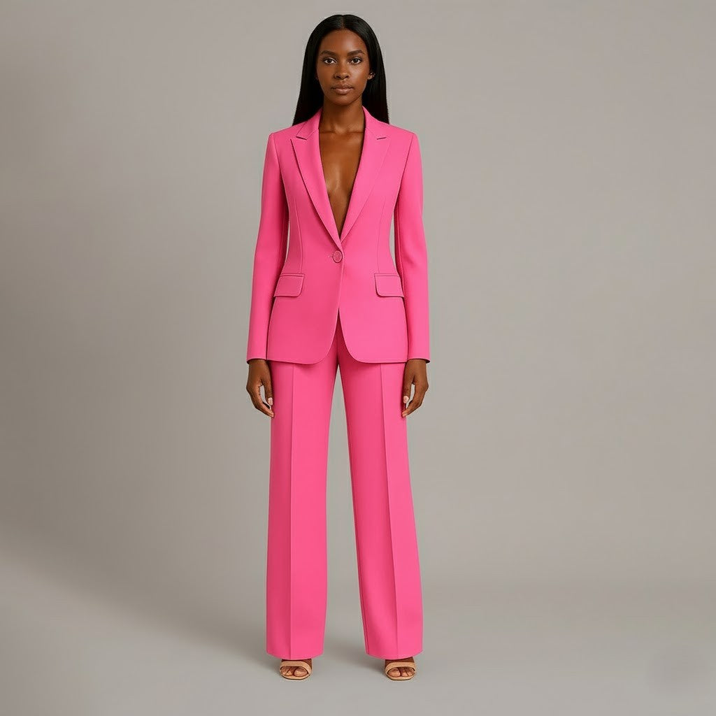 Tailored long slim pants set blazer for women | Adeline -7