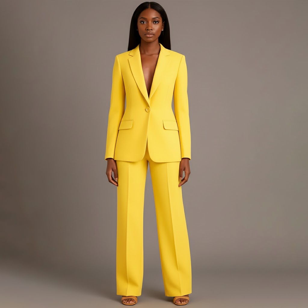 Tailored long slim pants set blazer for women | Adeline -17