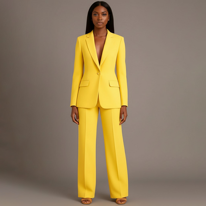 Tailored long slim pants set blazer for women | Adeline -17