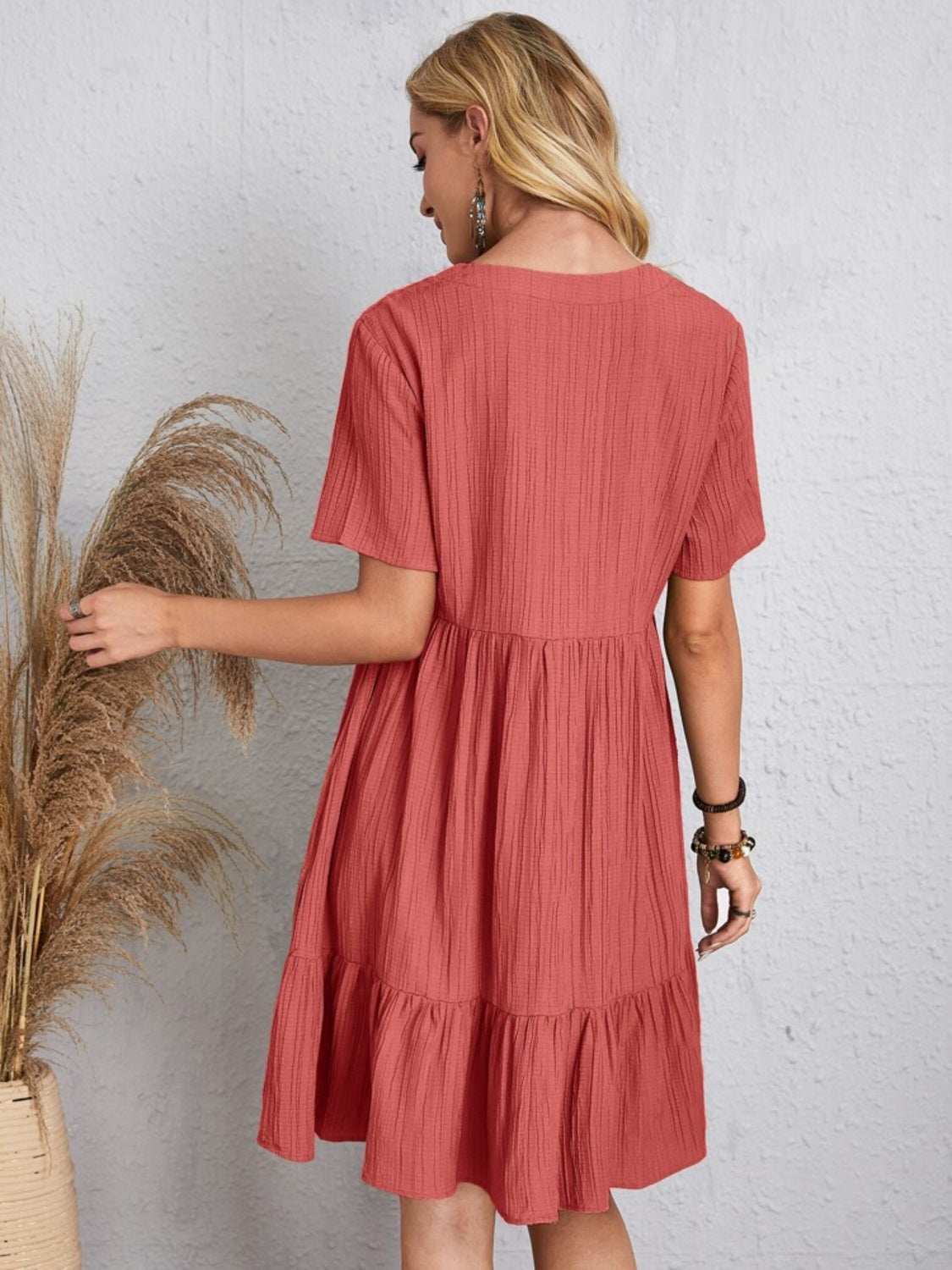 Summer flared full size V-neck dress for women | Ella -2