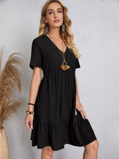 Summer flared full size V-neck dress for women | Ella -11