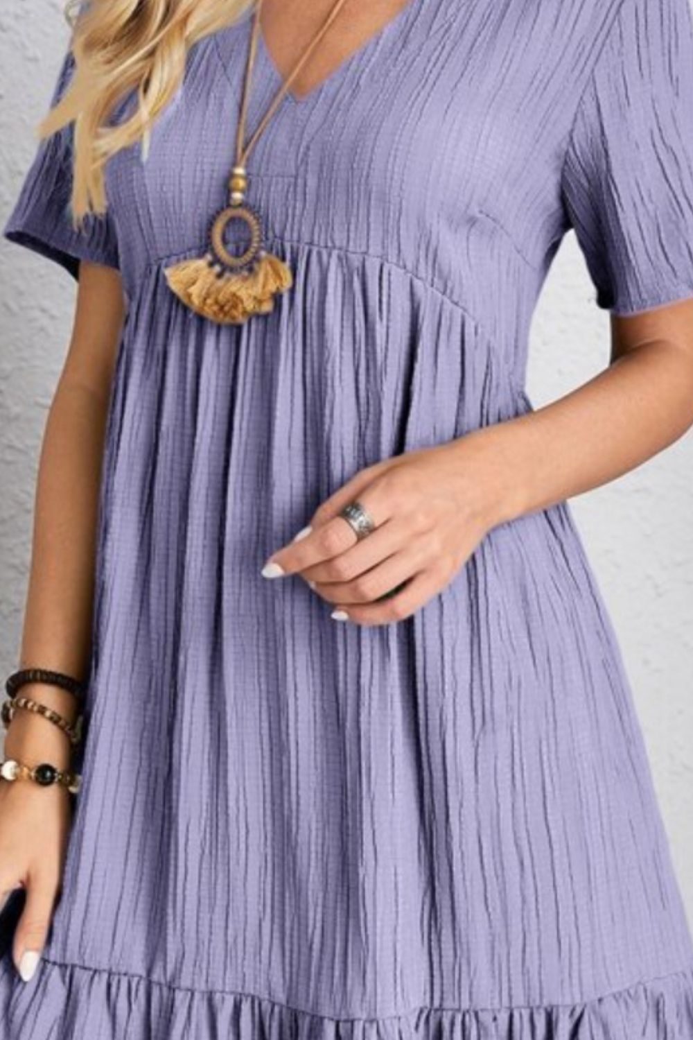 Summer flared full size V-neck dress for women | Ella -15