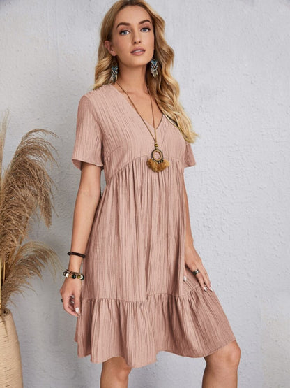 Summer flared full size V-neck dress for women | Ella -16