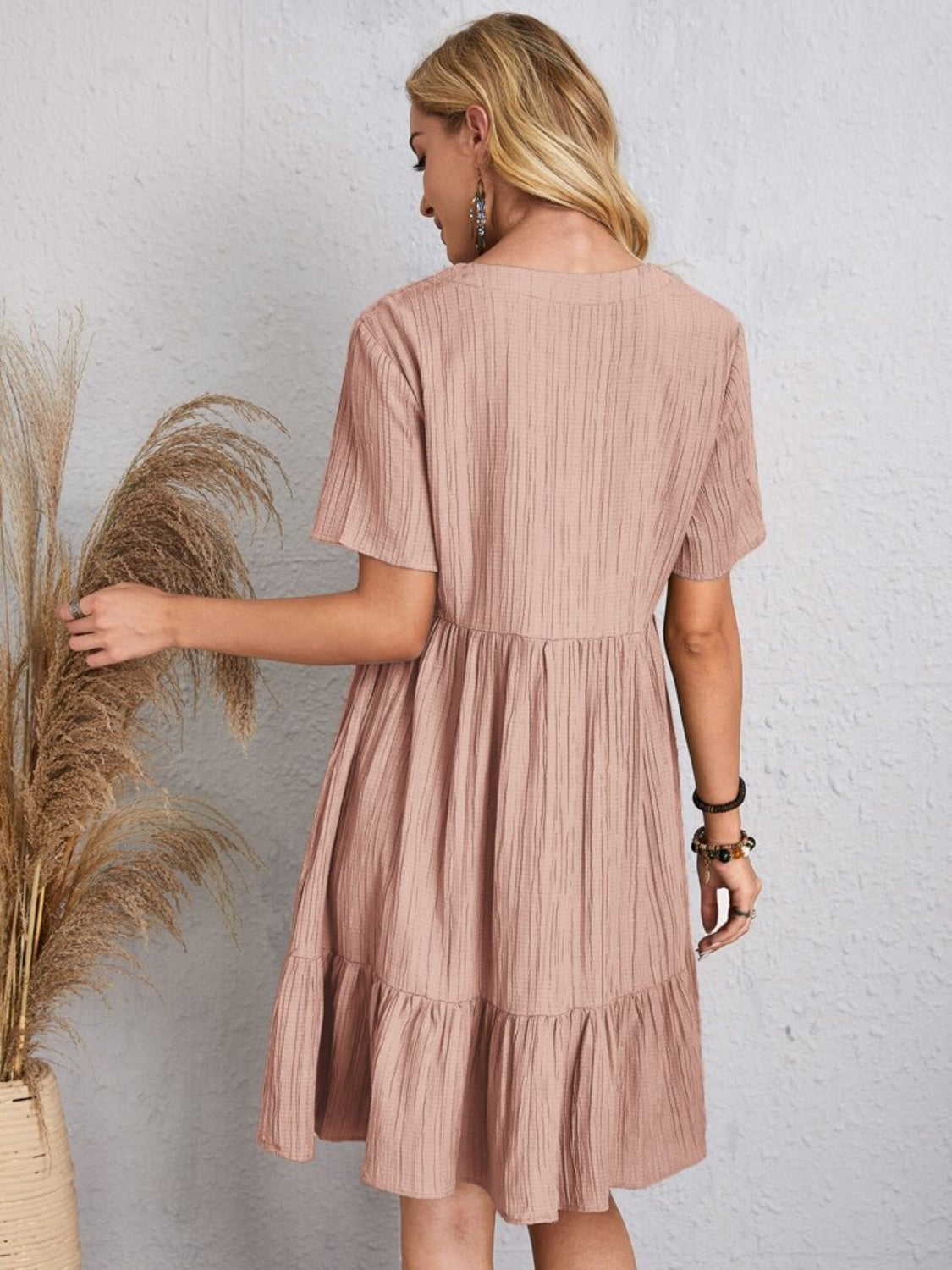 Summer flared full size V-neck dress for women | Ella -17