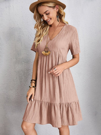 Summer flared full size V-neck dress for women | Ella -18