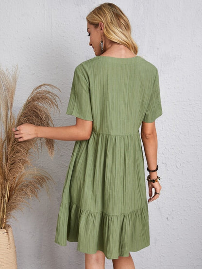 Summer flared full size V-neck dress for women | Ella -20
