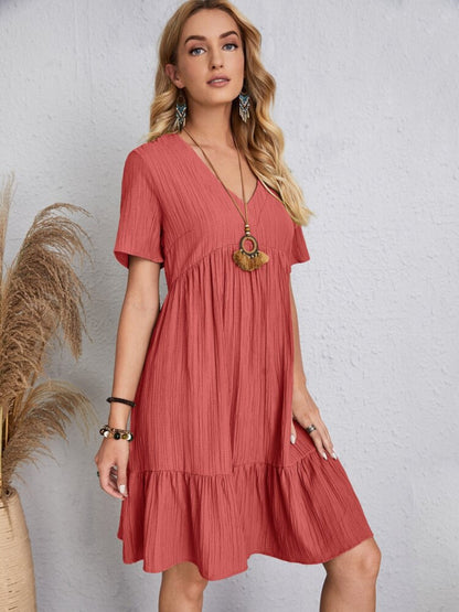 Summer flared full size V-neck dress for women | Ella -3