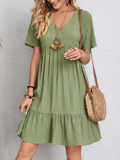 Summer flared full size V-neck dress for women | Ella -21