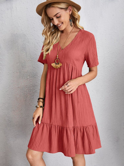 Summer flared full size V-neck dress for women | Ella -4