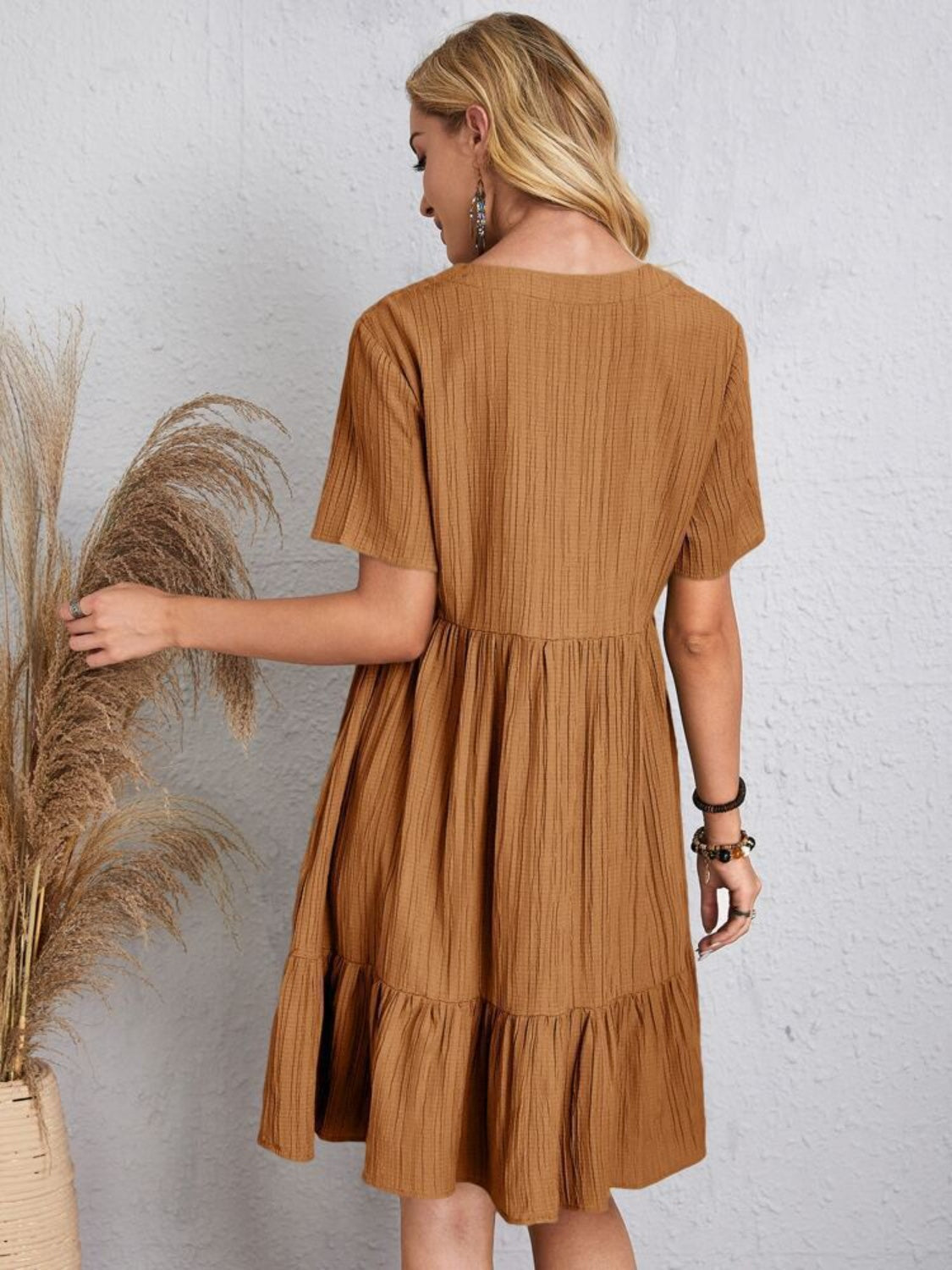 Summer flared full size V-neck dress for women | Ella -8