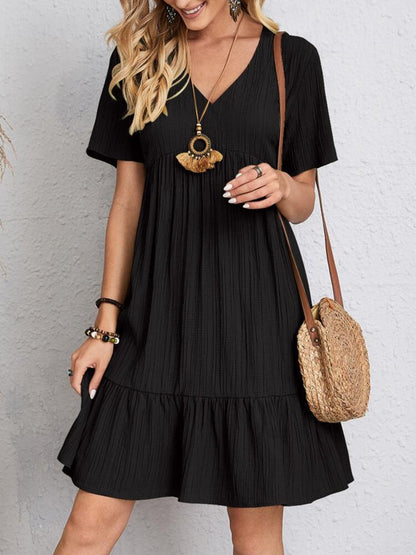 Summer flared full size V-neck dress for women | Ella -10