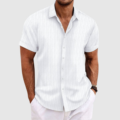 Casual striped short-sleeve lapel collar shirt for men | Rowan -2