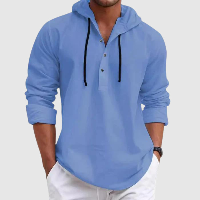 Relaxed hooded long-sleeve shirt for men | Nolan -1