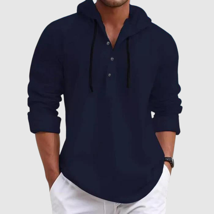 Relaxed hooded long-sleeve shirt for men | Nolan -5
