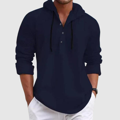 Relaxed hooded long-sleeve shirt for men | Nolan -5
