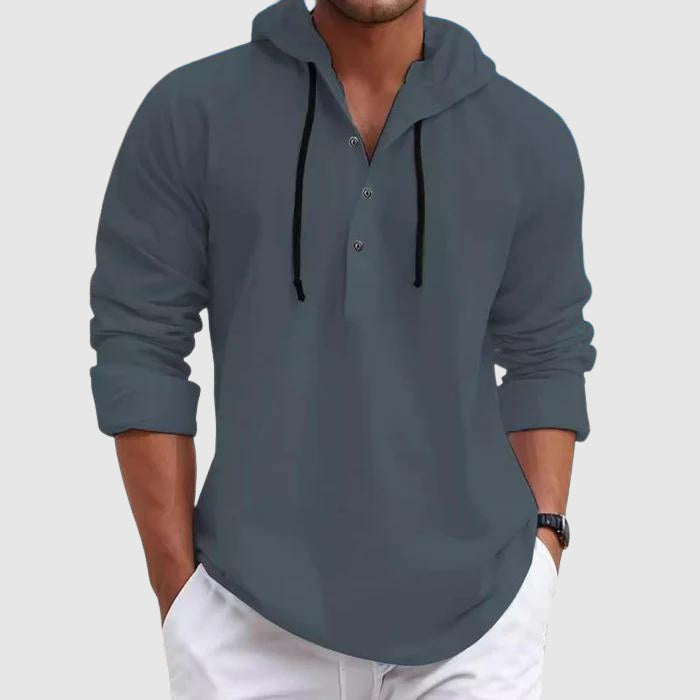Relaxed hooded long-sleeve shirt for men | Nolan -4