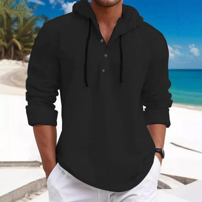 Relaxed hooded long-sleeve shirt for men | Nolan -7