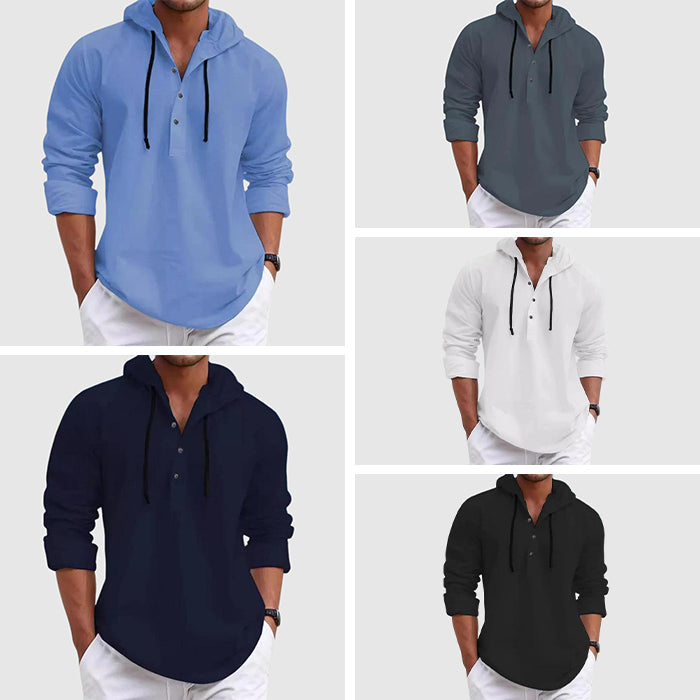 Relaxed hooded long-sleeve shirt for men | Nolan -6